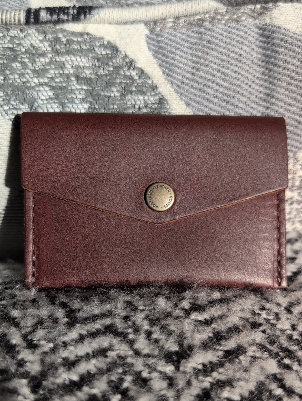 Portland Leather Cognac Envelope Wallet in Rich Burgundy Brown NWOT
